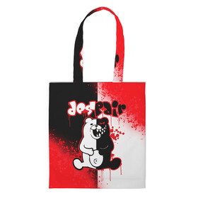 Шоппер 3D с принтом MONOKUMA. в городе Новоалтайск, 100% полиэстер | Плотность: 200 г/м2; Размер: 34×35 см; Высота лямок: 30 см | anime | bear | black  white | danganronpa | kurokuma | monodam | monokuma | monomi | monotaro | pink | rabbit | school | shirokuma | аниме | главарь | мoноми | монокума | черно белый | школа
