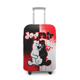 Чехол для чемодана 3D с принтом MONOKUMA. в городе Новоалтайск, 86% полиэфир, 14% спандекс | двустороннее нанесение принта, прорези для ручек и колес | anime | bear | black  white | danganronpa | kurokuma | monodam | monokuma | monomi | monotaro | pink | rabbit | school | shirokuma | аниме | главарь | мoноми | монокума | черно белый | школа
