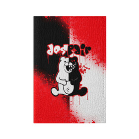Обложка для паспорта матовая кожа с принтом MONOKUMA. в городе Новоалтайск, натуральная матовая кожа | размер 19,3 х 13,7 см; прозрачные пластиковые крепления | anime | bear | black  white | danganronpa | kurokuma | monodam | monokuma | monomi | monotaro | pink | rabbit | school | shirokuma | аниме | главарь | мoноми | монокума | черно белый | школа