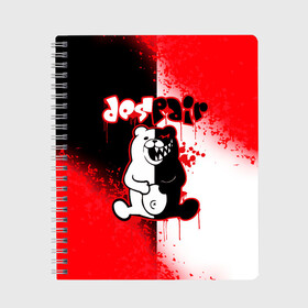 Тетрадь с принтом MONOKUMA в городе Новоалтайск, 100% бумага | 48 листов, плотность листов — 60 г/м2, плотность картонной обложки — 250 г/м2. Листы скреплены сбоку удобной пружинной спиралью. Уголки страниц и обложки скругленные. Цвет линий — светло-серый
 | anime | bear | black  white | danganronpa | kurokuma | monodam | monokuma | monomi | monotaro | pink | rabbit | school | shirokuma | аниме | главарь | мoноми | монокума | черно белый | школа