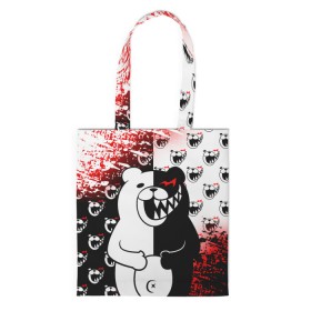 Сумка 3D повседневная с принтом MONOKUMA. в городе Новоалтайск, 100% полиэстер | Плотность: 200 г/м2; Размер: 34×35 см; Высота лямок: 30 см | anime | bear | black  white | danganronpa | kurokuma | monodam | monokuma | monomi | monotaro | pink | rabbit | school | shirokuma | аниме | главарь | мoноми | монокума | черно белый | школа