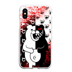 Чехол для iPhone XS Max матовый с принтом MONOKUMA в городе Новоалтайск, Силикон | Область печати: задняя сторона чехла, без боковых панелей | anime | bear | black  white | danganronpa | kurokuma | monodam | monokuma | monomi | monotaro | pink | rabbit | school | shirokuma | аниме | главарь | мoноми | монокума | черно белый | школа