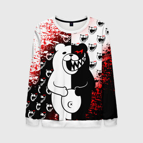 Мужской свитшот 3D с принтом MONOKUMA. в городе Новоалтайск, 100% полиэстер с мягким внутренним слоем | круглый вырез горловины, мягкая резинка на манжетах и поясе, свободная посадка по фигуре | Тематика изображения на принте: anime | bear | black  white | danganronpa | kurokuma | monodam | monokuma | monomi | monotaro | pink | rabbit | school | shirokuma | аниме | главарь | мoноми | монокума | черно белый | школа