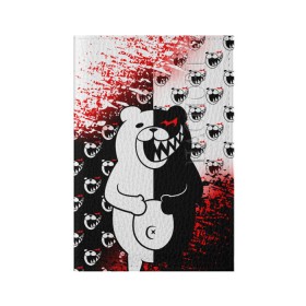 Обложка для паспорта матовая кожа с принтом MONOKUMA. в городе Новоалтайск, натуральная матовая кожа | размер 19,3 х 13,7 см; прозрачные пластиковые крепления | Тематика изображения на принте: anime | bear | black  white | danganronpa | kurokuma | monodam | monokuma | monomi | monotaro | pink | rabbit | school | shirokuma | аниме | главарь | мoноми | монокума | черно белый | школа