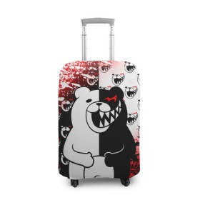 Чехол для чемодана 3D с принтом MONOKUMA. в городе Новоалтайск, 86% полиэфир, 14% спандекс | двустороннее нанесение принта, прорези для ручек и колес | anime | bear | black  white | danganronpa | kurokuma | monodam | monokuma | monomi | monotaro | pink | rabbit | school | shirokuma | аниме | главарь | мoноми | монокума | черно белый | школа