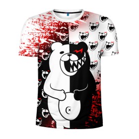 Мужская футболка 3D спортивная с принтом MONOKUMA. в городе Новоалтайск, 100% полиэстер с улучшенными характеристиками | приталенный силуэт, круглая горловина, широкие плечи, сужается к линии бедра | Тематика изображения на принте: anime | bear | black  white | danganronpa | kurokuma | monodam | monokuma | monomi | monotaro | pink | rabbit | school | shirokuma | аниме | главарь | мoноми | монокума | черно белый | школа