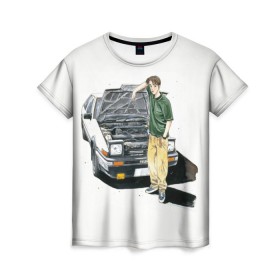 Женская футболка 3D с принтом Initial D Takumi & Toyota AE 86 в городе Новоалтайск, 100% полиэфир ( синтетическое хлопкоподобное полотно) | прямой крой, круглый вырез горловины, длина до линии бедер | ae 86 | anime | car | fujiwara | initial d | japan | jdm | levin | stance | takumi | toyota | trueno | автомобили | аниме | гонки | инициал д | такуми