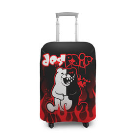 Чехол для чемодана 3D с принтом MONOKUMA. в городе Новоалтайск, 86% полиэфир, 14% спандекс | двустороннее нанесение принта, прорези для ручек и колес | anime | bear | black  white | danganronpa | kurokuma | monodam | monokuma | monomi | monotaro | pink | rabbit | school | shirokuma | аниме | главарь | мoноми | монокума | черно белый | школа