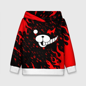 Детская толстовка 3D с принтом MONOKUMA. в городе Новоалтайск, 100% полиэстер | двухслойный капюшон со шнурком для регулировки, мягкие манжеты на рукавах и по низу толстовки, спереди карман-кенгуру с мягким внутренним слоем | anime | bear | black  white | danganronpa | kurokuma | monodam | monokuma | monomi | monotaro | pink | rabbit | school | shirokuma | аниме | главарь | мoноми | монокума | черно белый | школа