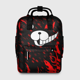 Женский рюкзак 3D с принтом MONOKUMA. в городе Новоалтайск, 100% полиэстер | лямки с регулируемой длиной, сверху ручки, чтобы рюкзак нести как сумку. Основное отделение закрывается на молнию, как и внешний карман. Внутри два дополнительных кармана, один из которых закрывается на молнию. По бокам два дополнительных кармашка, куда поместится маленькая бутылочка
 | anime | bear | black  white | danganronpa | kurokuma | monodam | monokuma | monomi | monotaro | pink | rabbit | school | shirokuma | аниме | главарь | мoноми | монокума | черно белый | школа