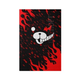 Обложка для паспорта матовая кожа с принтом MONOKUMA. в городе Новоалтайск, натуральная матовая кожа | размер 19,3 х 13,7 см; прозрачные пластиковые крепления | Тематика изображения на принте: anime | bear | black  white | danganronpa | kurokuma | monodam | monokuma | monomi | monotaro | pink | rabbit | school | shirokuma | аниме | главарь | мoноми | монокума | черно белый | школа