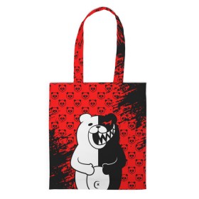 Сумка 3D повседневная с принтом MONOKUMA. в городе Новоалтайск, 100% полиэстер | Плотность: 200 г/м2; Размер: 34×35 см; Высота лямок: 30 см | anime | bear | black  white | danganronpa | kurokuma | monodam | monokuma | monomi | monotaro | pink | rabbit | school | shirokuma | аниме | главарь | мoноми | монокума | черно белый | школа
