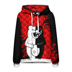 Мужская толстовка 3D с принтом MONOKUMA. в городе Новоалтайск, 100% полиэстер | двухслойный капюшон со шнурком для регулировки, мягкие манжеты на рукавах и по низу толстовки, спереди карман-кенгуру с мягким внутренним слоем. | anime | bear | black  white | danganronpa | kurokuma | monodam | monokuma | monomi | monotaro | pink | rabbit | school | shirokuma | аниме | главарь | мoноми | монокума | черно белый | школа