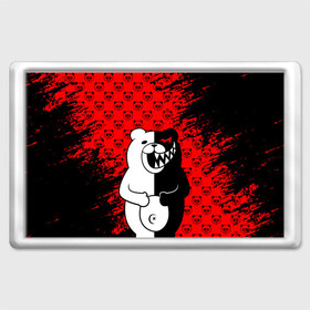 Магнит 45*70 с принтом MONOKUMA. в городе Новоалтайск, Пластик | Размер: 78*52 мм; Размер печати: 70*45 | anime | bear | black  white | danganronpa | kurokuma | monodam | monokuma | monomi | monotaro | pink | rabbit | school | shirokuma | аниме | главарь | мoноми | монокума | черно белый | школа