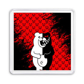 Магнит 55*55 с принтом MONOKUMA. в городе Новоалтайск, Пластик | Размер: 65*65 мм; Размер печати: 55*55 мм | anime | bear | black  white | danganronpa | kurokuma | monodam | monokuma | monomi | monotaro | pink | rabbit | school | shirokuma | аниме | главарь | мoноми | монокума | черно белый | школа