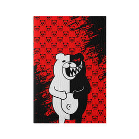 Обложка для паспорта матовая кожа с принтом MONOKUMA. в городе Новоалтайск, натуральная матовая кожа | размер 19,3 х 13,7 см; прозрачные пластиковые крепления | Тематика изображения на принте: anime | bear | black  white | danganronpa | kurokuma | monodam | monokuma | monomi | monotaro | pink | rabbit | school | shirokuma | аниме | главарь | мoноми | монокума | черно белый | школа