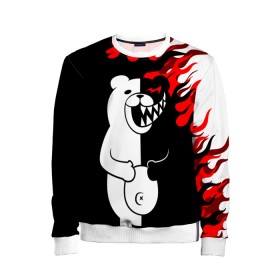 Детский свитшот 3D с принтом MONOKUMA. в городе Новоалтайск, 100% полиэстер | свободная посадка, прямой крой, мягкая тканевая резинка на рукавах и понизу свитшота | anime | bear | black  white | danganronpa | kurokuma | monodam | monokuma | monomi | monotaro | pink | rabbit | school | shirokuma | аниме | главарь | мoноми | монокума | черно белый | школа