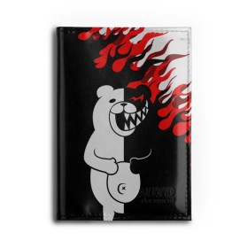 Обложка для автодокументов с принтом MONOKUMA. в городе Новоалтайск, натуральная кожа |  размер 19,9*13 см; внутри 4 больших “конверта” для документов и один маленький отдел — туда идеально встанут права | Тематика изображения на принте: anime | bear | black  white | danganronpa | kurokuma | monodam | monokuma | monomi | monotaro | pink | rabbit | school | shirokuma | аниме | главарь | мoноми | монокума | черно белый | школа