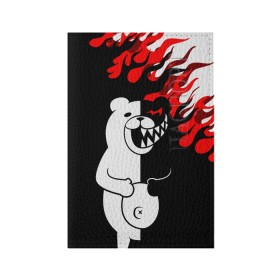 Обложка для паспорта матовая кожа с принтом MONOKUMA. в городе Новоалтайск, натуральная матовая кожа | размер 19,3 х 13,7 см; прозрачные пластиковые крепления | Тематика изображения на принте: anime | bear | black  white | danganronpa | kurokuma | monodam | monokuma | monomi | monotaro | pink | rabbit | school | shirokuma | аниме | главарь | мoноми | монокума | черно белый | школа
