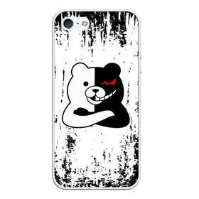 Чехол для iPhone 5/5S матовый с принтом MONOKUMA в городе Новоалтайск, Силикон | Область печати: задняя сторона чехла, без боковых панелей | anime | bear | black  white | danganronpa | kurokuma | monodam | monokuma | monomi | monotaro | pink | rabbit | school | shirokuma | аниме | главарь | мoноми | монокума | черно белый | школа