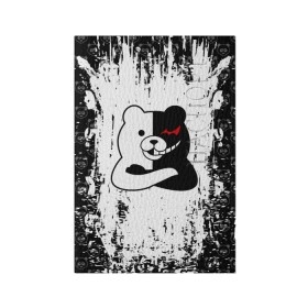 Обложка для паспорта матовая кожа с принтом MONOKUMA. в городе Новоалтайск, натуральная матовая кожа | размер 19,3 х 13,7 см; прозрачные пластиковые крепления | Тематика изображения на принте: anime | bear | black  white | danganronpa | kurokuma | monodam | monokuma | monomi | monotaro | pink | rabbit | school | shirokuma | аниме | главарь | мoноми | монокума | черно белый | школа