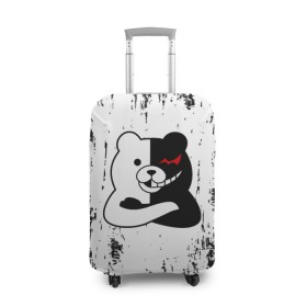 Чехол для чемодана 3D с принтом MONOKUMA. в городе Новоалтайск, 86% полиэфир, 14% спандекс | двустороннее нанесение принта, прорези для ручек и колес | anime | bear | black  white | danganronpa | kurokuma | monodam | monokuma | monomi | monotaro | pink | rabbit | school | shirokuma | аниме | главарь | мoноми | монокума | черно белый | школа