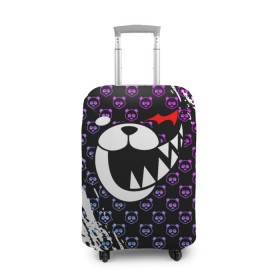 Чехол для чемодана 3D с принтом MONOKUMA. в городе Новоалтайск, 86% полиэфир, 14% спандекс | двустороннее нанесение принта, прорези для ручек и колес | anime | bear | black  white | danganronpa | kurokuma | monodam | monokuma | monomi | monotaro | pink | rabbit | school | shirokuma | аниме | главарь | мoноми | монокума | черно белый | школа