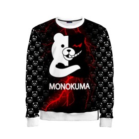 Детский свитшот 3D с принтом MONOKUMA. в городе Новоалтайск, 100% полиэстер | свободная посадка, прямой крой, мягкая тканевая резинка на рукавах и понизу свитшота | anime | bear | black  white | danganronpa | kurokuma | monodam | monokuma | monomi | monotaro | pink | rabbit | school | shirokuma | аниме | главарь | мoноми | монокума | черно белый | школа