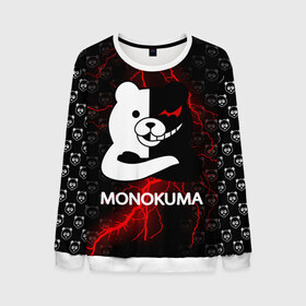Мужской свитшот 3D с принтом MONOKUMA. в городе Новоалтайск, 100% полиэстер с мягким внутренним слоем | круглый вырез горловины, мягкая резинка на манжетах и поясе, свободная посадка по фигуре | Тематика изображения на принте: anime | bear | black  white | danganronpa | kurokuma | monodam | monokuma | monomi | monotaro | pink | rabbit | school | shirokuma | аниме | главарь | мoноми | монокума | черно белый | школа