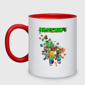 Кружка двухцветная с принтом Minecraft в городе Новоалтайск, керамика | объем — 330 мл, диаметр — 80 мм. Цветная ручка и кайма сверху, в некоторых цветах — вся внутренняя часть | Тематика изображения на принте: ender dragon | enderman | minecraft | phantom | the end | the nether | the overworld | wither | визера | майнкрафт | незер | ремесло | шахта добывать | энд | эндер дракон