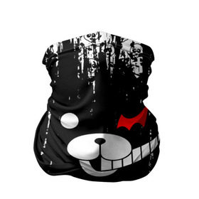 Бандана-труба 3D с принтом MONOKUMA. в городе Новоалтайск, 100% полиэстер, ткань с особыми свойствами — Activecool | плотность 150‒180 г/м2; хорошо тянется, но сохраняет форму | anime | bear | black  white | danganronpa | kurokuma | monodam | monokuma | monomi | monotaro | pink | rabbit | school | shirokuma | аниме | главарь | мoноми | монокума | черно белый | школа