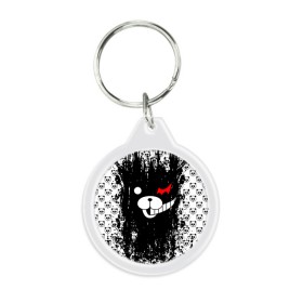 Брелок круглый с принтом MONOKUMA. в городе Новоалтайск, пластик и полированная сталь | круглая форма, металлическое крепление в виде кольца | anime | bear | black  white | danganronpa | kurokuma | monodam | monokuma | monomi | monotaro | pink | rabbit | school | shirokuma | аниме | главарь | мoноми | монокума | черно белый | школа