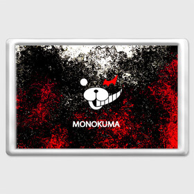 Магнит 45*70 с принтом MONOKUMA. в городе Новоалтайск, Пластик | Размер: 78*52 мм; Размер печати: 70*45 | anime | bear | black  white | danganronpa | kurokuma | monodam | monokuma | monomi | monotaro | pink | rabbit | school | shirokuma | аниме | главарь | мoноми | монокума | черно белый | школа