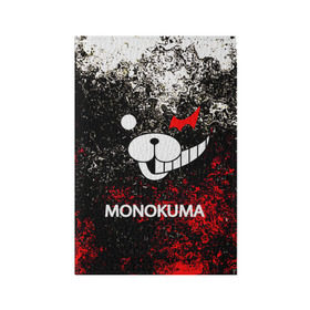Обложка для паспорта матовая кожа с принтом MONOKUMA. в городе Новоалтайск, натуральная матовая кожа | размер 19,3 х 13,7 см; прозрачные пластиковые крепления | Тематика изображения на принте: anime | bear | black  white | danganronpa | kurokuma | monodam | monokuma | monomi | monotaro | pink | rabbit | school | shirokuma | аниме | главарь | мoноми | монокума | черно белый | школа