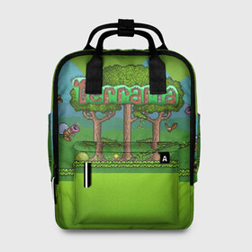 Женский рюкзак 3D с принтом Terraria в городе Новоалтайск, 100% полиэстер | лямки с регулируемой длиной, сверху ручки, чтобы рюкзак нести как сумку. Основное отделение закрывается на молнию, как и внешний карман. Внутри два дополнительных кармана, один из которых закрывается на молнию. По бокам два дополнительных кармашка, куда поместится маленькая бутылочка
 | minecraft | terraria | инди игры | майнкрафт | террария