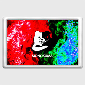 Магнит 45*70 с принтом MONOKUMA. в городе Новоалтайск, Пластик | Размер: 78*52 мм; Размер печати: 70*45 | anime | bear | black  white | danganronpa | kurokuma | monodam | monokuma | monomi | monotaro | pink | rabbit | school | shirokuma | аниме | главарь | мoноми | монокума | черно белый | школа