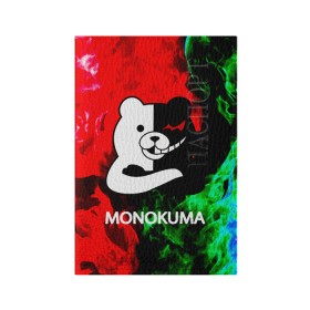 Обложка для паспорта матовая кожа с принтом MONOKUMA. в городе Новоалтайск, натуральная матовая кожа | размер 19,3 х 13,7 см; прозрачные пластиковые крепления | Тематика изображения на принте: anime | bear | black  white | danganronpa | kurokuma | monodam | monokuma | monomi | monotaro | pink | rabbit | school | shirokuma | аниме | главарь | мoноми | монокума | черно белый | школа