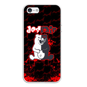 Чехол для iPhone 5/5S матовый с принтом MONOKUMA в городе Новоалтайск, Силикон | Область печати: задняя сторона чехла, без боковых панелей | anime | bear | black  white | danganronpa | kurokuma | monodam | monokuma | monomi | monotaro | pink | rabbit | school | shirokuma | аниме | главарь | мoноми | монокума | черно белый | школа