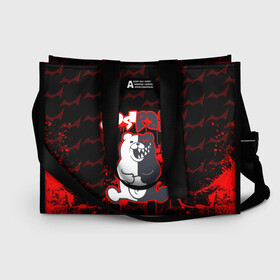 Сумка-шоппер 3D с принтом MONOKUMA в городе Новоалтайск, 100% полиэстер | застегивается на металлическую кнопку; внутренний карман застегивается на молнию. Стенки укреплены специальным мягким материалом, чтобы защитить содержимое от несильных ударов
 | anime | bear | black  white | danganronpa | kurokuma | monodam | monokuma | monomi | monotaro | pink | rabbit | school | shirokuma | аниме | главарь | мoноми | монокума | черно белый | школа