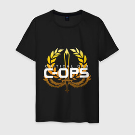 Мужская футболка хлопок с принтом CRITICAL OPS (C-OPS). в городе Новоалтайск, 100% хлопок | прямой крой, круглый вырез горловины, длина до линии бедер, слегка спущенное плечо. | c ops | critical ops | cs go | esport | fbi | free fire | game | ops | swat | игра | к опс | киберспорт | критикал | критикал опс | критические операции | опс | сват | фбр | экшен