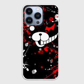 Чехол для iPhone 13 Pro с принтом Монокума в брызгах в городе Новоалтайск,  |  | anime | bear | black  white | danganronpa | kurokuma | monodam | monokuma | monomi | monotaro | pink | rabbit | school | shirokuma | аниме | главарь | мoноми | монокума | черно белый | школа