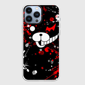 Чехол для iPhone 13 Pro Max с принтом Монокума в брызгах в городе Новоалтайск,  |  | anime | bear | black  white | danganronpa | kurokuma | monodam | monokuma | monomi | monotaro | pink | rabbit | school | shirokuma | аниме | главарь | мoноми | монокума | черно белый | школа