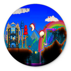Коврик для мышки круглый с принтом TERRARIA GAME в городе Новоалтайск, резина и полиэстер | круглая форма, изображение наносится на всю лицевую часть | game | pixel | terraria | игра | пиксель | террариа