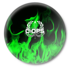 Значок с принтом C-OPS(CRITICAL OPS) в городе Новоалтайск,  металл | круглая форма, металлическая застежка в виде булавки | Тематика изображения на принте: action | mobile game | спецназ | шутер