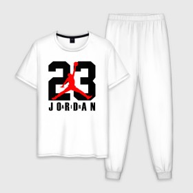 Мужская пижама хлопок с принтом MICHAEL JORDAN (23) в городе Новоалтайск, 100% хлопок | брюки и футболка прямого кроя, без карманов, на брюках мягкая резинка на поясе и по низу штанин
 | 