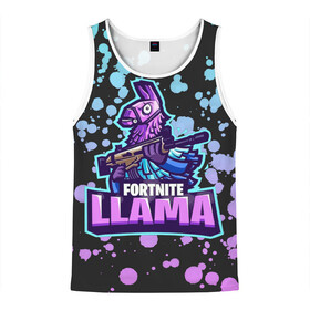 Мужская майка 3D с принтом Fortnite LLAMA в городе Новоалтайск, 100% полиэстер | круглая горловина, приталенный силуэт, длина до линии бедра. Пройма и горловина окантованы тонкой бейкой | battle | fortnite | funny | kills | royale | save | season | the | twitch | world | битва | борьба | зомби | королевская | оружие | скины | стратегия | фортнайт