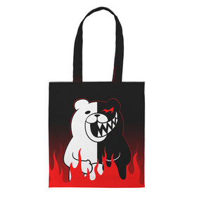 Шоппер 3D с принтом MONOKUMA в городе Новоалтайск, 100% полиэстер | Плотность: 200 г/м2; Размер: 34×35 см; Высота лямок: 30 см | anime | bear | black  white | danganronpa | kurokuma | monodam | monokuma | monomi | monotaro | rabbit | school | shirokuma | аниме | главарь | мoноми | монокума | черно белый | школа
