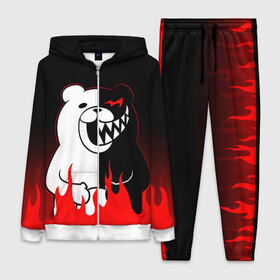 Женский костюм 3D с принтом MONOKUMA горит в пламени в городе Новоалтайск,  |  | anime | bear | black  white | danganronpa | kurokuma | monodam | monokuma | monomi | monotaro | rabbit | school | shirokuma | аниме | главарь | мoноми | монокума | черно белый | школа