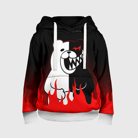 Детская толстовка 3D с принтом MONOKUMA в городе Новоалтайск, 100% полиэстер | двухслойный капюшон со шнурком для регулировки, мягкие манжеты на рукавах и по низу толстовки, спереди карман-кенгуру с мягким внутренним слоем | anime | bear | black  white | danganronpa | kurokuma | monodam | monokuma | monomi | monotaro | rabbit | school | shirokuma | аниме | главарь | мoноми | монокума | черно белый | школа