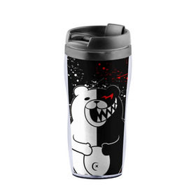 Термокружка-непроливайка с принтом monokuma хохочет в городе Новоалтайск, внутренняя часть — пищевой пластик, наружная часть — прозрачный пластик, между ними — полиграфическая вставка с рисунком | объем — 350 мл, герметичная крышка | anime | bear | black  white | danganronpa | kurokuma | monodam | monokuma | monomi | monotaro | rabbit | school | shirokuma | аниме | главарь | мoноми | монокума | черно белый | школа